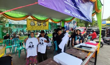 Pemuda Surabaya Ajak Warga Nyablon Kaos Bergambar Erick Thohir Capres 2024
